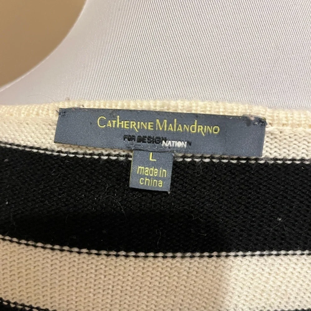 Catherine Malandrino Black and White Crew Neck Sweater
